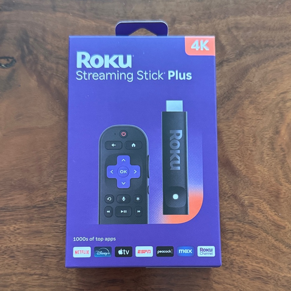 Roku Streaming Stick Plus 4K in Purple Packaging